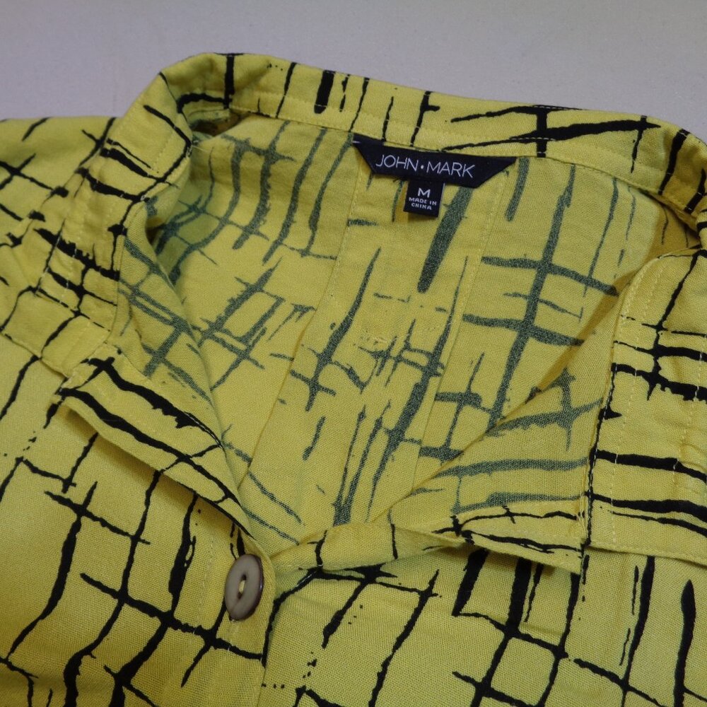 John Mark Yellow Patterned Button Down Blouse, Si… - image 8
